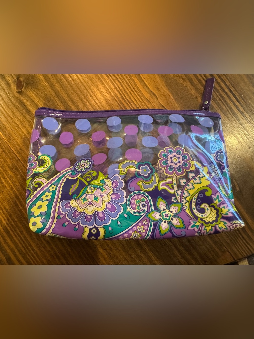 Vera Bradley Purple Multicolor Paisley Clear Cosmetic Bag